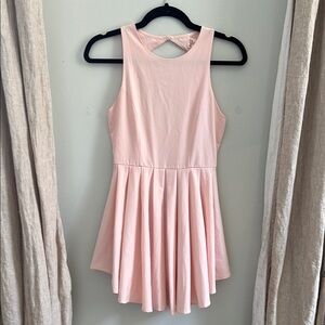 L’ATISTE Baby Pink Open-Back Skater Romper, Size M